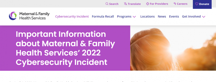 photo of maternal & family health website