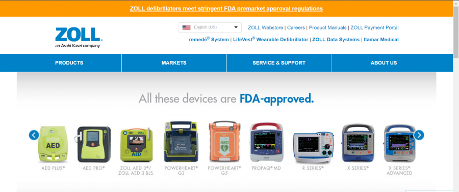 photo of zoll web site