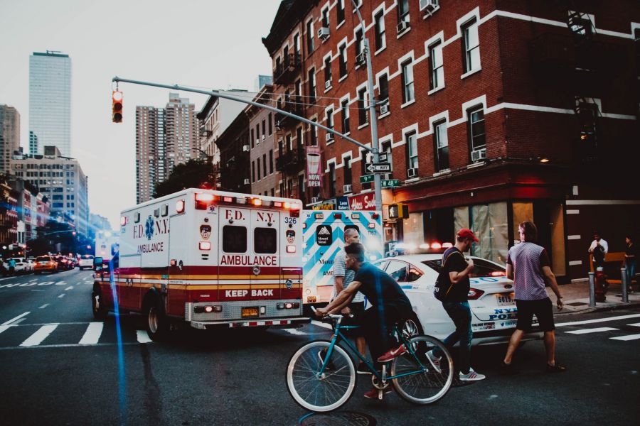 ambulance arriving after an accident