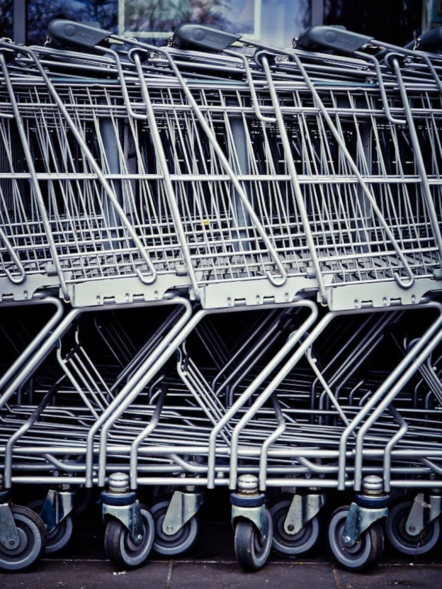 Shopping carts stored together