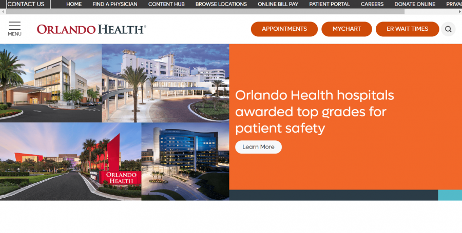 photo of orlando health web site
